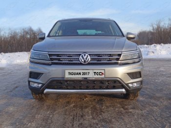 16 299 р. Защита передняя нижняя овальная короткая 75х42 мм ТСС Тюнинг Volkswagen Tiguan Mk2 дорестайлинг (2016-2020) (нержавейка)  с доставкой в г. Новочеркасск. Увеличить фотографию 1