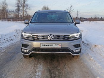 16 549 р. Защита переднего бампера нижняя d42,4 мм ТСС Тюнинг  Volkswagen Tiguan  Mk2 (2016-2020) дорестайлинг (нержавейка)  с доставкой в г. Новочеркасск. Увеличить фотографию 1