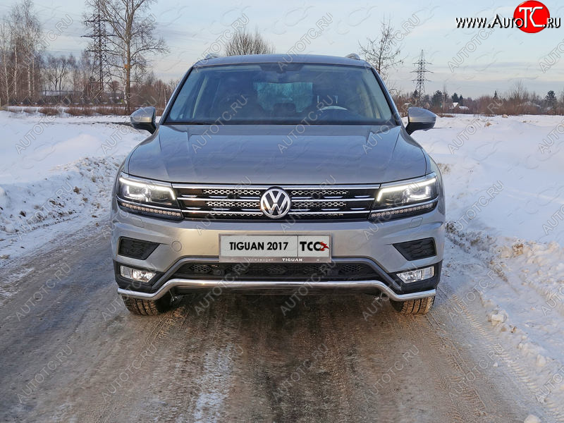 16 549 р. Защита переднего бампера нижняя d42,4 мм ТСС Тюнинг Volkswagen Tiguan Mk2 дорестайлинг (2016-2020) (нержавейка)  с доставкой в г. Новочеркасск