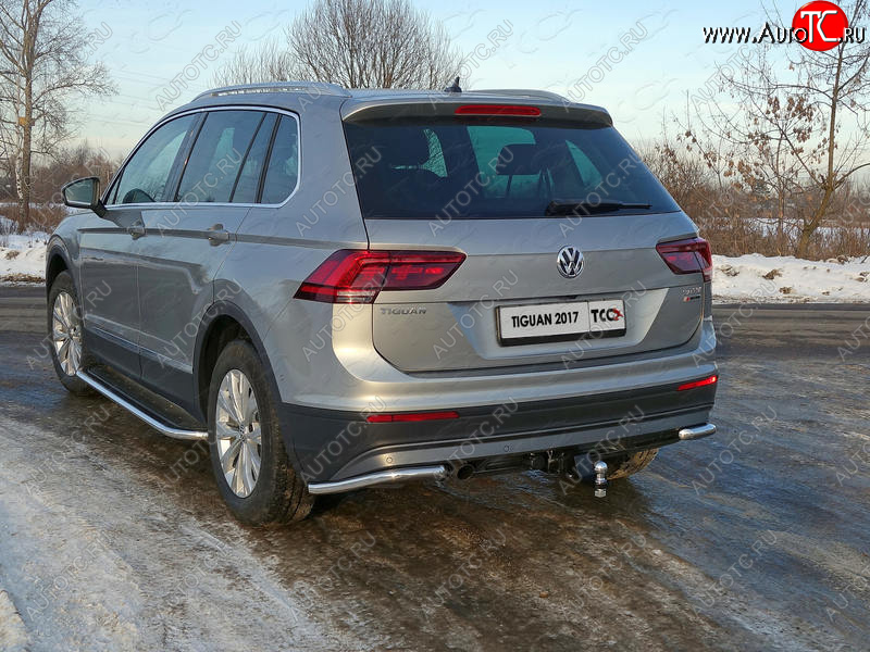 13 399 р. Защита заднего бампера (уголки, d42,4 мм) TCC Volkswagen Tiguan Mk2 дорестайлинг (2016-2020)  с доставкой в г. Новочеркасск