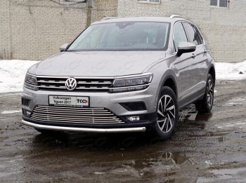 Защита переднего бампера нижняя d60,3 мм ТСС Тюнинг Volkswagen Tiguan Mk2 дорестайлинг (2016-2020)  (нержавейка)