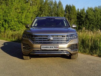 18 999 р. Защита переднего бампера нижняя d60,3 мм ТСС Тюнинг  Volkswagen Touareg  CR (2018-2025) (нержавейка)  с доставкой в г. Новочеркасск. Увеличить фотографию 1