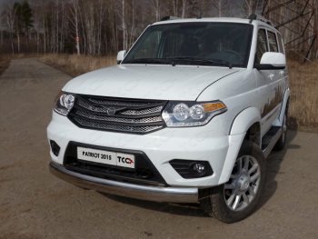 Защита переднего бампера нижняя овальная 120х60 мм ТСС Тюнинг Уаз (uaz) Патриот (Patriot)  23632 (2014-2016) 23632 1 рестайлинг пикап  (нержавейка)