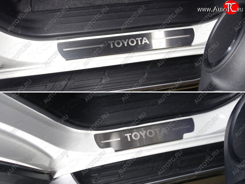 5 349 р. Накладки на пороги, ТСС Тюнинг  Toyota Fortuner  AN160 (2015-2020) дорестайлинг (лист шлифованный надпись Toyota)  с доставкой в г. Новочеркасск