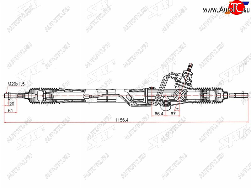 15 499 р. Рейка рулевая LHD SAT  Toyota Land Cruiser  J105 (1998-2007)  с доставкой в г. Новочеркасск