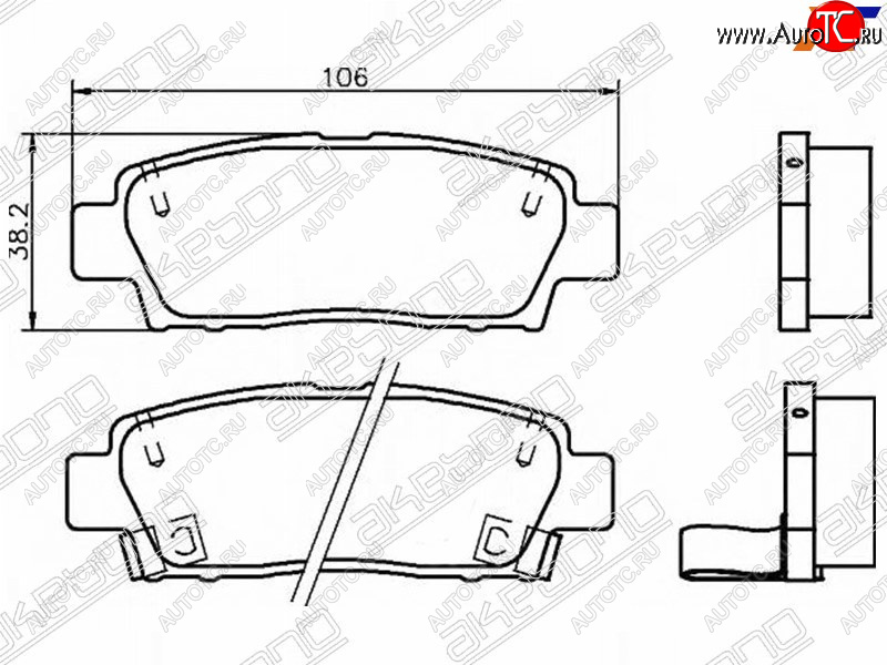 2 499 р. Колодки тормозные зад LH-RH SAT  Toyota Chaser, Cresta (X100), Crown (S130,  XS10,  S150,  S170,  S180,  S200,  S220), Mark 2 (X100,  Qualis,  X110,  Blit)  с доставкой в г. Новочеркасск