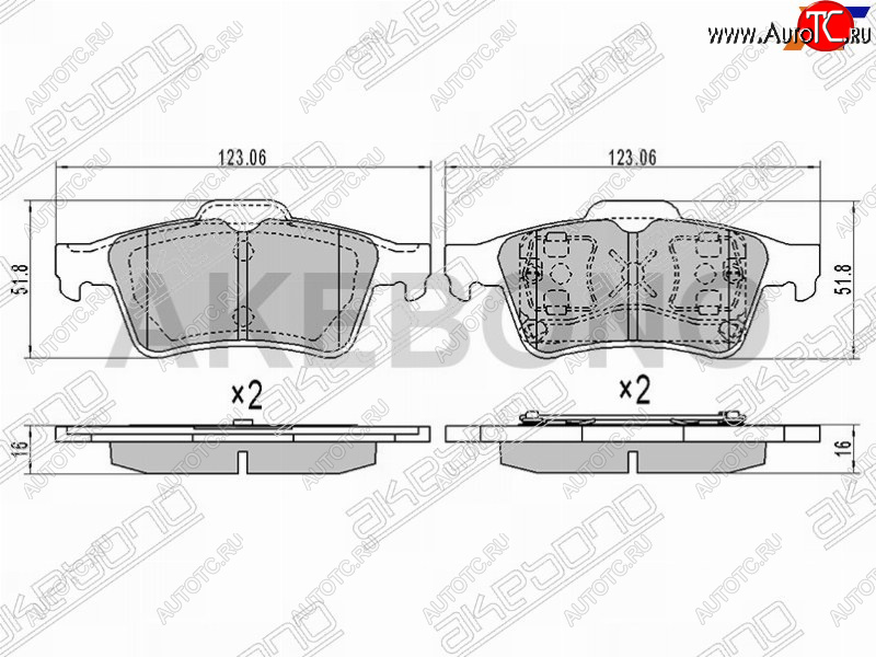 2 299 р. Колодки тормозные задние RH-LH SAT Mazda 3/Axela BL дорестайлинг седан (2009-2011)  с доставкой в г. Новочеркасск