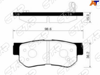 1 649 р. Колодки тормозные задние RH-LH SAT Hyundai Sonata EF рестайлинг ТагАЗ (2001-2013)  с доставкой в г. Новочеркасск. Увеличить фотографию 1