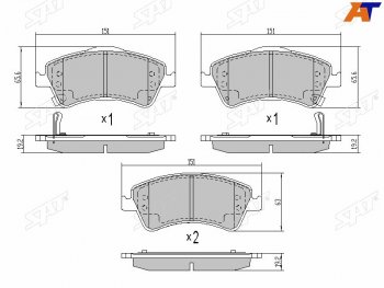 1 299 р. Колодки тормозные передние FR-FL SAT  Toyota Avensis ( T270 седан,  T270 универсал) (2008-2018) дорестайлинг, дорестайлинг, 1-ый рестайлинг, 1-ый рестайлинг, 2-ой рестайлинг, 2-ой рестайлинг  с доставкой в г. Новочеркасск. Увеличить фотографию 1