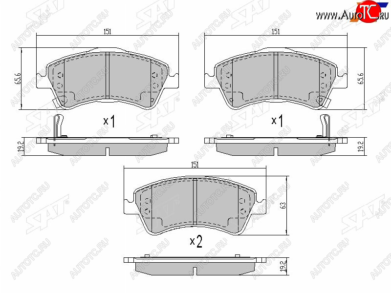 1 299 р. Колодки тормозные передние FR-FL SAT  Toyota Avensis ( T270 седан,  T270 универсал) (2008-2018) дорестайлинг, дорестайлинг, 1-ый рестайлинг, 1-ый рестайлинг, 2-ой рестайлинг, 2-ой рестайлинг  с доставкой в г. Новочеркасск