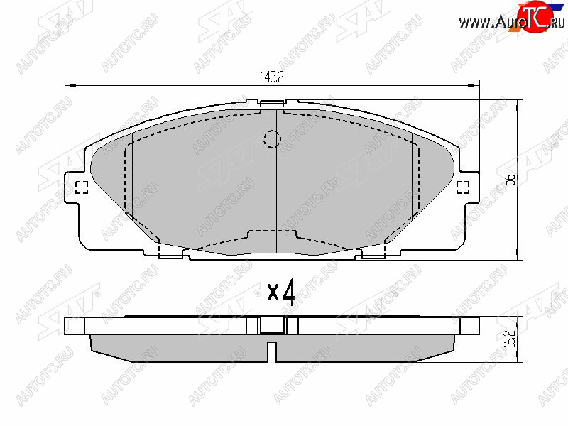 1 359 р. Колодки тормозные перед FL-FR SAT  Toyota Hiace ( Y100,  H200,  H300) - Hiace Regius  с доставкой в г. Новочеркасск