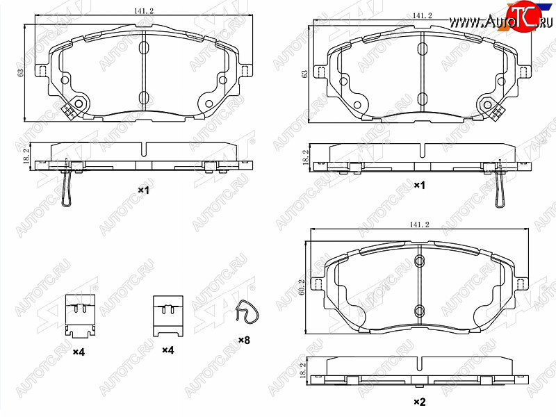 1 799 р. Колодки тормозные передние FR-FL SAT  Toyota C-HR  NGX10, ZGX10 (2016-2024) дорестайлинг, рестайлинг  с доставкой в г. Новочеркасск