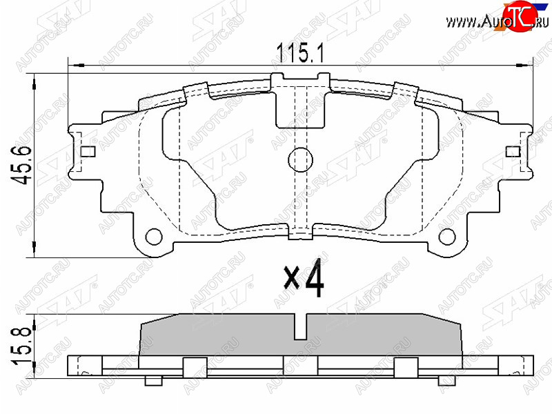 819 р. Колодки тормозные задние RH-LH SAT Toyota Highlander XU50 дорестайлинг (2013-2017)  с доставкой в г. Новочеркасск