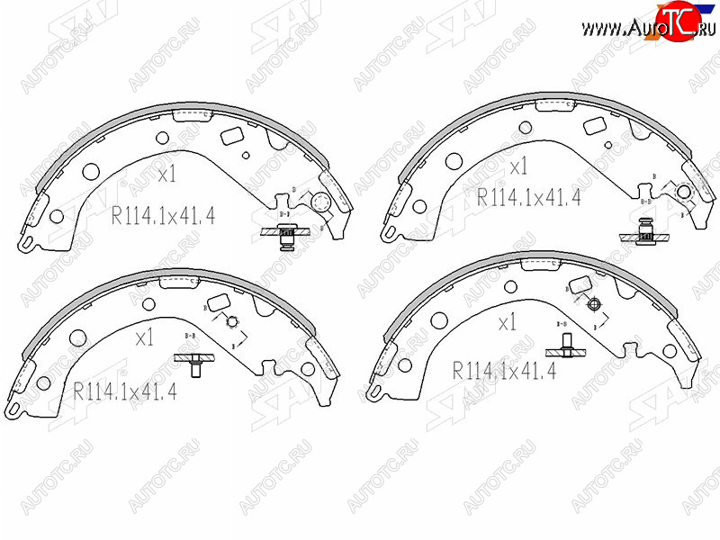 1 779 р. Колодки тормозные барабанные задние LH-RH SAT Toyota RAV4 CA20 3 дв. дорестайлинг (2000-2003)  с доставкой в г. Новочеркасск