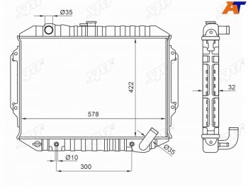 10 349 р. Радиатор охлаждающей жидкости SAT Mitsubishi Pajero 2 V30/V40 5 дв. дорестайлинг (1991-1997)  с доставкой в г. Новочеркасск. Увеличить фотографию 1