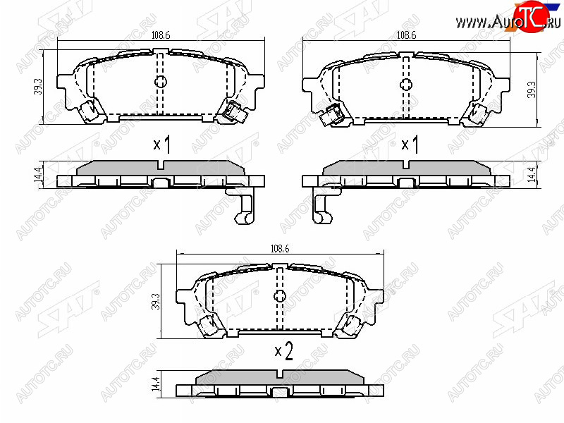 759 р. Колодки тормозные зад RH-LH SAT  Subaru Forester (SF,  SG,  SH,  SJ,  SK/S14), Impreza (GC,  GF,  GD,  GG,  GE,  GH,  GJ,  GK,  GT)  с доставкой в г. Новочеркасск