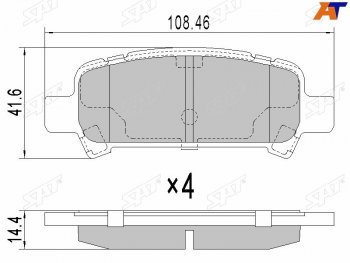 Колодки тормозные зад RH-LH SAT Subaru Forester SG рестайлинг (2005-2008)