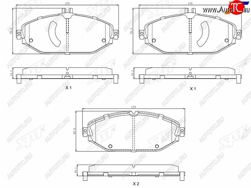 2 299 р. Колодки тормозные перед FL-FR SAT Mercedes-Benz C-Class W205 дорестайлинг седан (2015-2018)  с доставкой в г. Новочеркасск