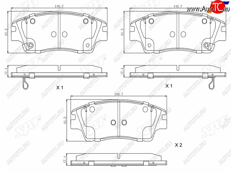 1 369 р. Колодки тормозные FR SAT   Hyundai IX35 ( LM,  NU) (2013-2024), Hyundai Tucson ( TL,  NX4) (2015-2022), KIA Sportage ( 4 QL,  5 NQ5) (2016-2024)  с доставкой в г. Новочеркасск