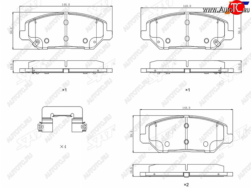 2 089 р. Колодки тормозные передние FR-FL SAT  Hyundai I30 FD хэтчбек дорестайлинг (2007-2010)  с доставкой в г. Новочеркасск