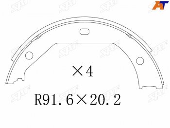 1 189 р. Колодки тормозные барабанные задние RH-LH SAT BMW 3 серия E90 седан дорестайлинг (2004-2008)  с доставкой в г. Новочеркасск. Увеличить фотографию 1