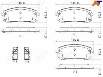 1 429 р. Колодки тормозные передние FR-FL SAT  KIA K5 DL (2019-2022)  с доставкой в г. Новочеркасск. Увеличить фотографию 1