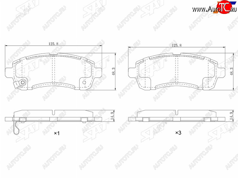 1 199 р. Колодки тормозные перед FL-FR SAT  Mazda 2/Demio  DE (2007-2014) дорестайлинг, рестайлинг  с доставкой в г. Новочеркасск