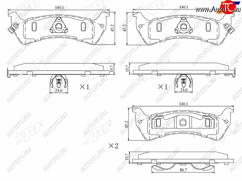 1 259 р. Колодки тормозные задние LH-RH SAT  Jeep Grand Cherokee  ZJ (1993-1998)  с доставкой в г. Новочеркасск