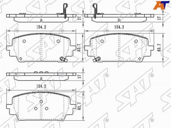 1 549 р. Колодки тормозные передние FR-FL SAT   Hyundai Santa Fe  TM (2018-2022), KIA Sorento  MQ4 (2020-2022)  с доставкой в г. Новочеркасск. Увеличить фотографию 1