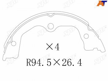 1 649 р. Колодки барабанные задние RH-LH SAT  Honda Accord  CU (2008-2013) седан дорестайлинг, седан рестайлинг  с доставкой в г. Новочеркасск. Увеличить фотографию 1