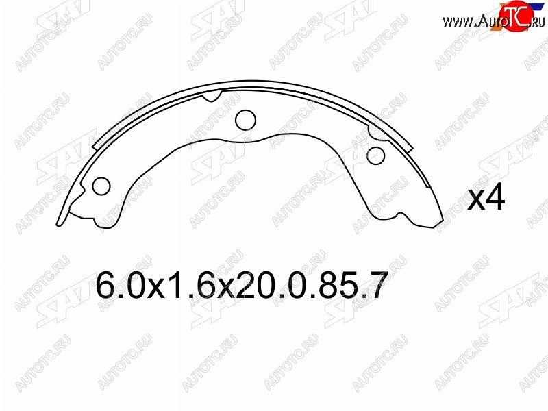 1 389 р. Колодки барабанные задние RH-LH SAT Nissan X-trail 1 T30 дорестайлинг (2000-2003)  с доставкой в г. Новочеркасск