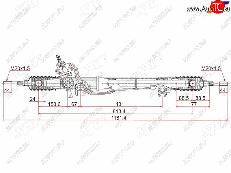 13 749 р. Рейка рулевая RHD SAT  Toyota Land Cruiser  100 (2002-2007) 1-ый рестайлинг, 2-ой рестайлинг  с доставкой в г. Новочеркасск