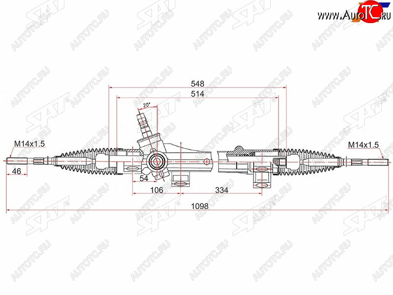 6 799 р. Рейка рулевая электрическая D=14 LHD SAT Toyota Corolla E120 универсал дорестайлинг (2000-2004)  с доставкой в г. Новочеркасск