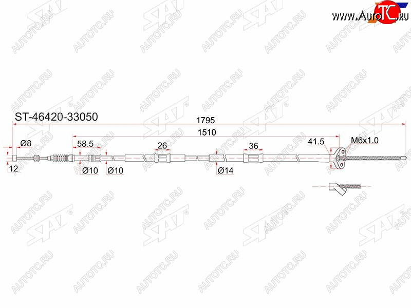 1 359 р. Трос ручника RH 2WD SAT  Toyota Camry Gracia  XV20 (1996-2001) седан, универсал  с доставкой в г. Новочеркасск