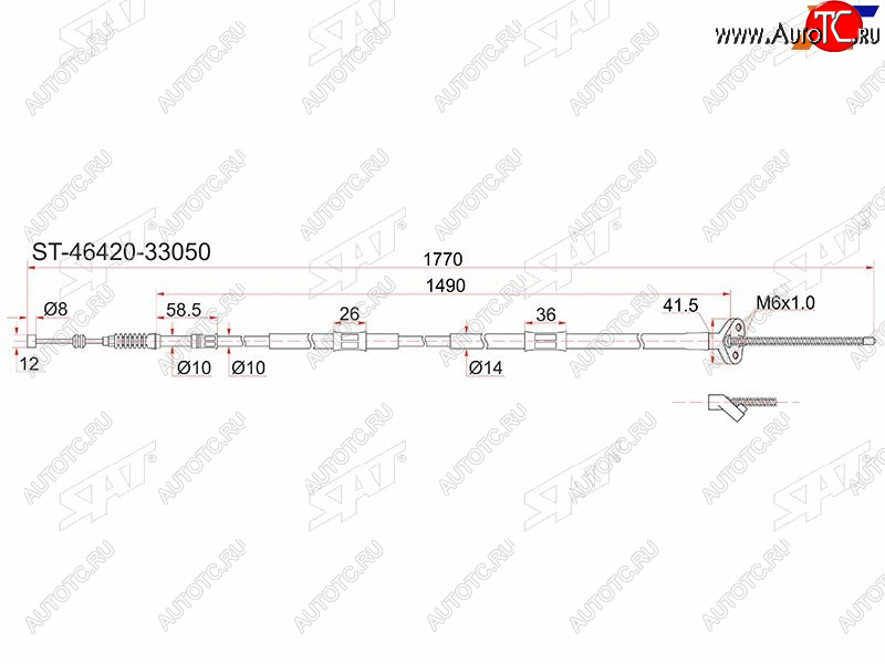 1 379 р. Трос ручника LH 2WD SAT  Toyota Camry Gracia  XV20 (1996-2001) седан, универсал  с доставкой в г. Новочеркасск