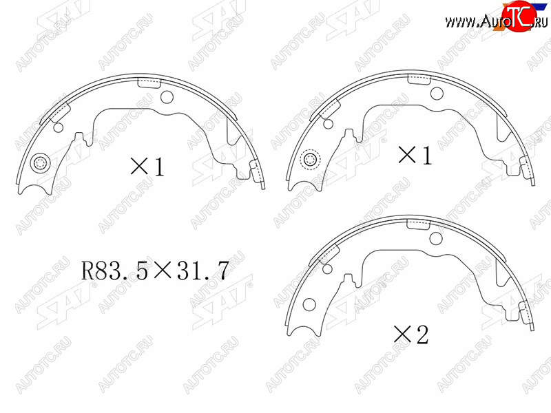 1 849 р. Колодки барабанные задние RH-LH SAT Mitsubishi Lancer 10 седан дорестайлинг (2007-2010)  с доставкой в г. Новочеркасск