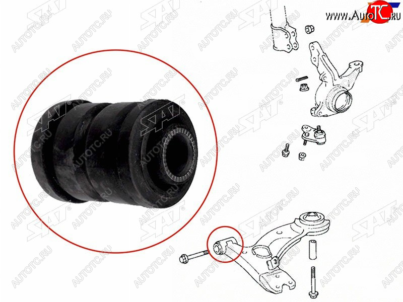 199 р. Сайлентблок переднего нижнего рычага FR SAT  Toyota Caldina  T190 - Corona  T190  с доставкой в г. Новочеркасск