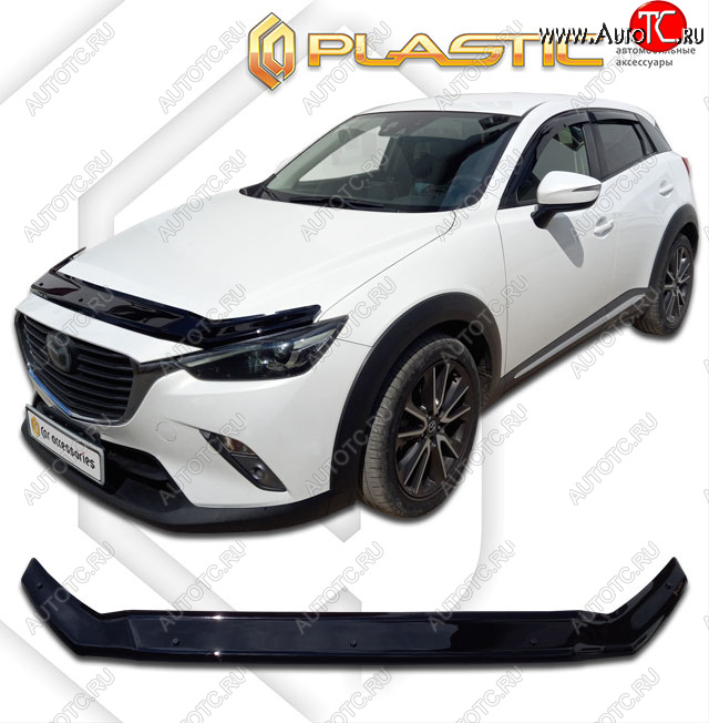 1 999 р. Дефлектор капота CA-Plastic  Mazda CX-3  DK (2014-2024) дорестайлинг, рестайлинг (classic черный, без надписи)  с доставкой в г. Новочеркасск