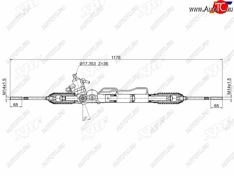 15 249 р. Рейка рулевая LHD SAT Nissan Pulsar (2013-2015)  с доставкой в г. Новочеркасск