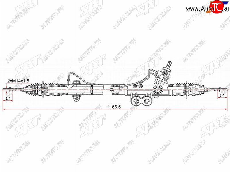 16 249 р. Рейка рулевая LHD SAT Nissan Navara 2 D40 дорестайлинг (2004-2010)  с доставкой в г. Новочеркасск