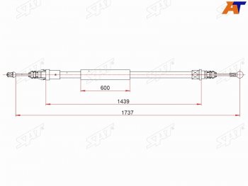 Трос ручного тормоза RH-LH SAT Nissan (Нисан) Interstar (Интерстар) ( T35,  X70) (2001-2010), Renault (Рено) Master (Мастер) ( FD,JD,  FD) (1998-2010)  (длинная база)