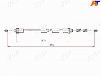 799 р. Трос ручного тормоза RH-LH SAT Лада Ларгус дорестайлинг R90 (2012-2021)  с доставкой в г. Новочеркасск. Увеличить фотографию 1