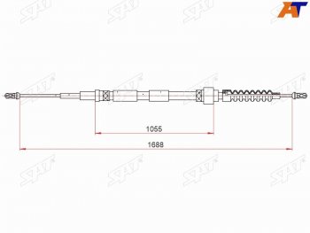 Трос ручного тормоза RH SAT Audi (Ауди) A3 (А3) ( 8LA хэтчбэк 5 дв.,  8L1 хэтчбэк 3 дв.) (1996-2003), Skoda (Шкода) Octavia (Октавия)  Tour A4 1U2 (1997-2010)  (дисковые тормоза)