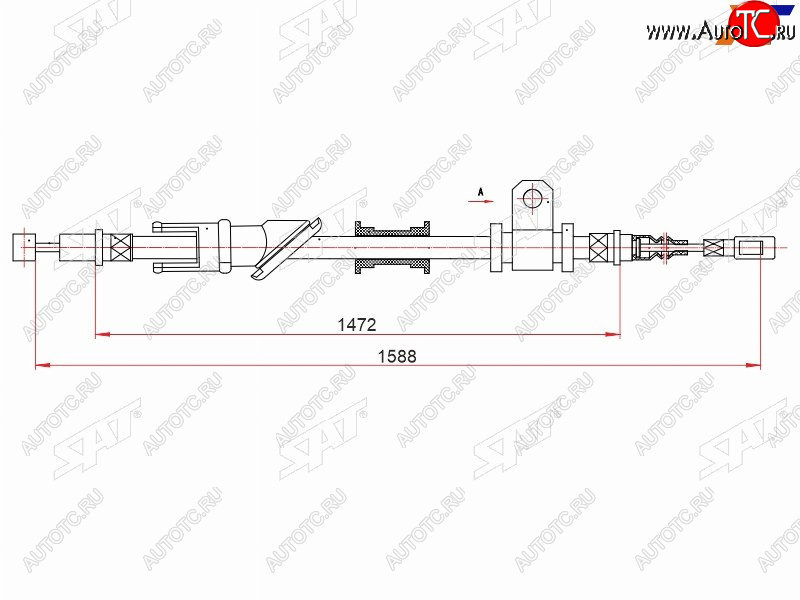 1 279 р. Трос ручного тормоза RH SAT  Mitsubishi Carisma - Lancer ( 8,  9)  с доставкой в г. Новочеркасск