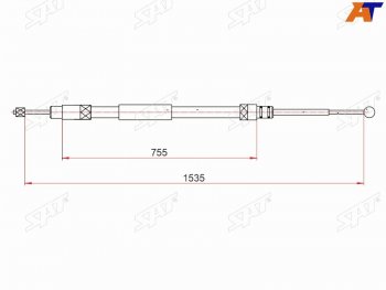 Трос ручного тормоза RH-LH SAT BMW (БМВ) 3 серия ( E90,  E91) (2004-2012) E90, E91 седан дорестайлинг, универсал дорестайлинг, седан рестайлинг, универсал рестайлинг