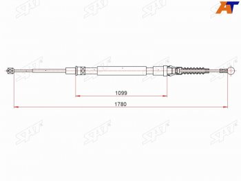 Трос ручного тормоза RH-LH SAT Skoda (Шкода) Rapid (Рапид) ( NH3,  MK2) (2012-2024) NH3, MK2 дорестайлинг лифтбэк, рестайлинг лифтбэк