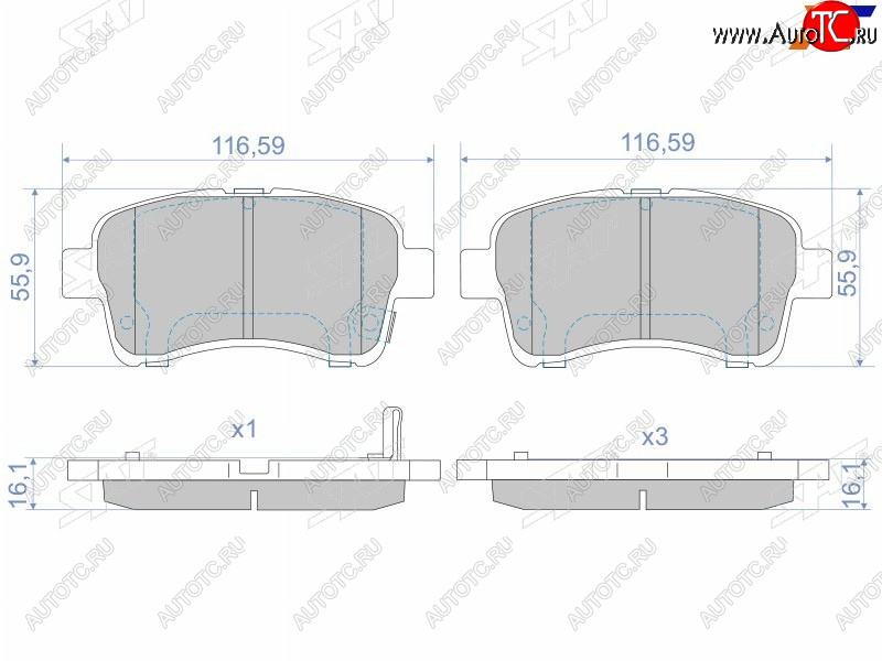 1 199 р. Колодки тормозные передние FR-FL SAT  Suzuki Aerio  RA21S, RC51S - Liana ( хэтчбэк,  седан)  с доставкой в г. Новочеркасск