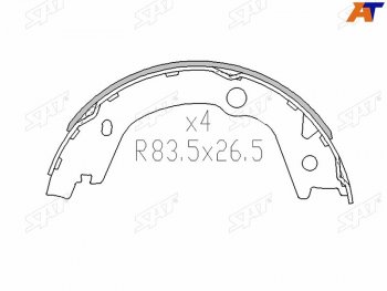 1 069 р. Колодки барабанные задние RH-LH SAT Hyundai Santa Fe SM (2000-2012)  с доставкой в г. Новочеркасск. Увеличить фотографию 1