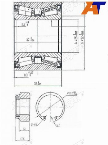 1 169 р. Подшипник задней ступицы SAT  CITROEN C2, C3 (FC/FN,  дорестайлинг,  SX,SY), C3 Aircross, C3 Picasso (дорестайлинг,  рестайлинг), C3 Pluriel, Nissan Cube (2), March (3 K12), Note (1,  2), Renault Logan (1,  2), Logan Stepway  с доставкой в г. Новочеркасск. Увеличить фотографию 1