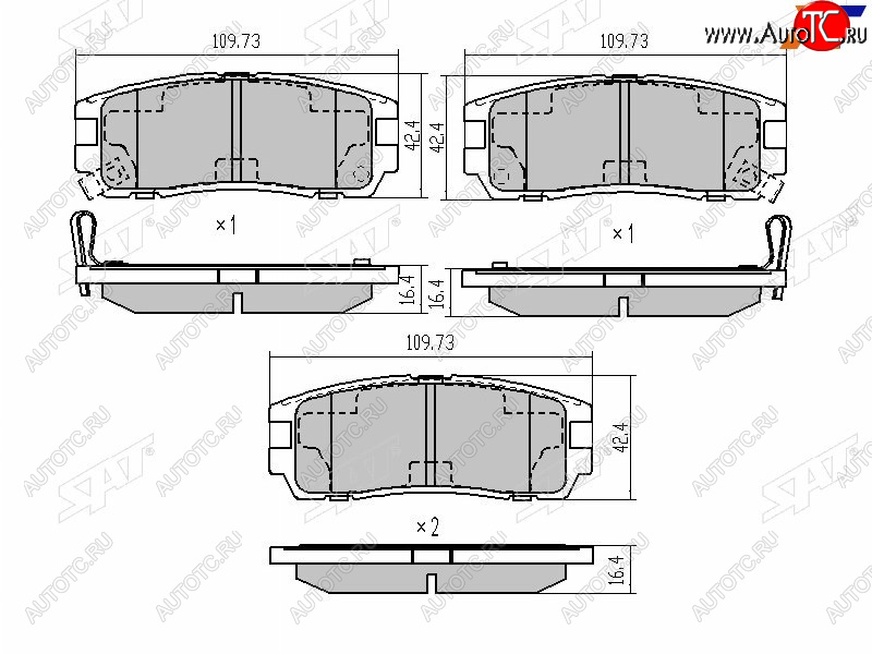 959 р. Колодки тормозные задние LH-RH SAT  Great Wall Hover H3 (2010-2024), Isuzu Trooper (1981-2002), Opel Monterey (1981-2002)  с доставкой в г. Новочеркасск